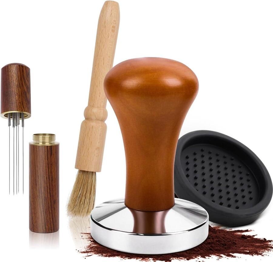 Koffietamper Roestvrij Staal Espresso Tamper Perfect Koffie Zetten Gelijkmatige Drukverdeling 51 mm Zilver