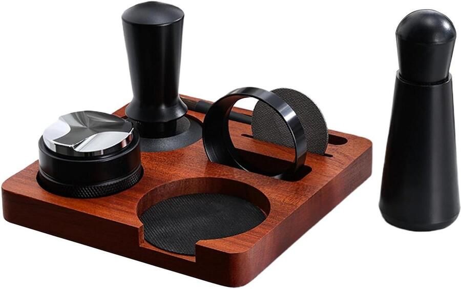 Koffietamper Set Koffiegereedschap Espresso Bereiden Anti-slip Basis 7-delig Zwart