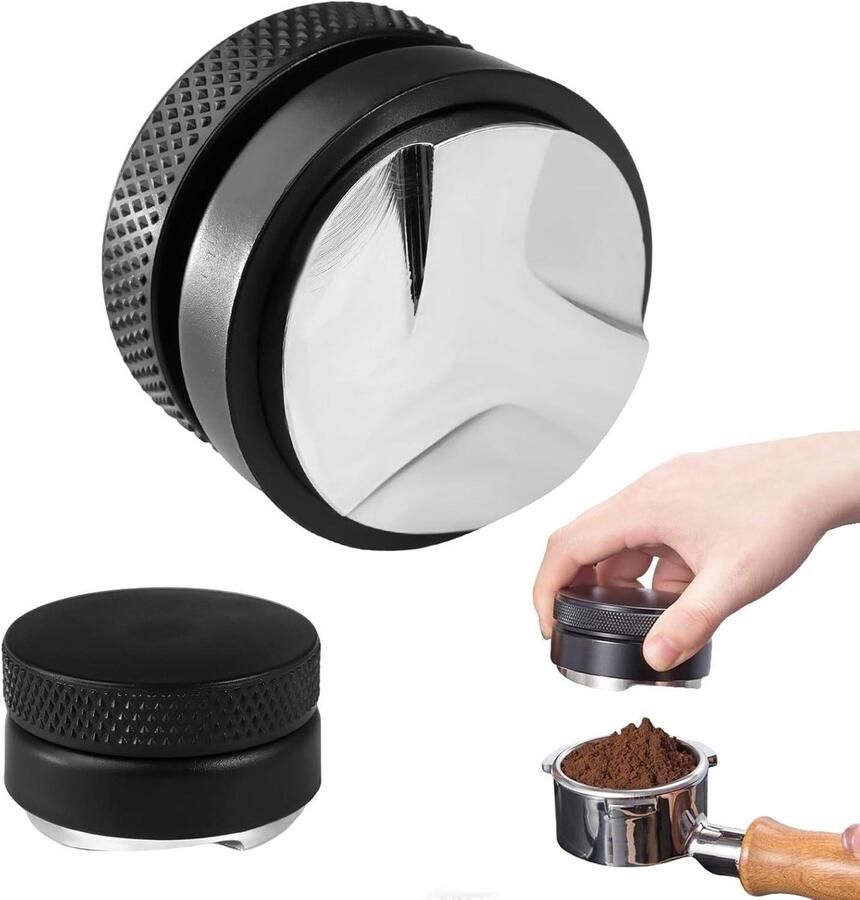Koffieverdeler Espresso Distributeur Gelijkmatige Koffie Verstelbare Diepte 53mm Zwart