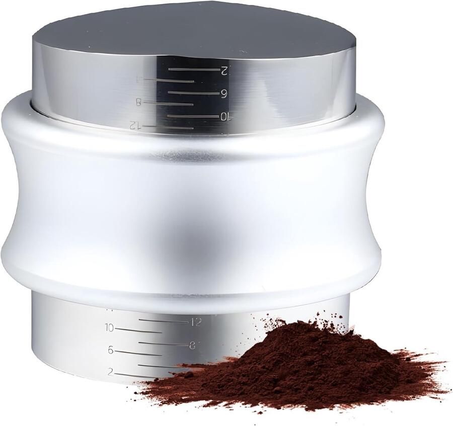 Koffieverdeler Tamper Espressogereedschap Perfecte Espresso In hoogte verstelbaar 51 mm Zilver