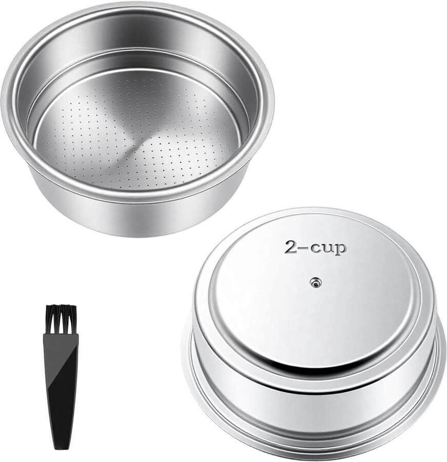 Koffiezeef met Cecotec Ufesa Breville koffiezetapparaten 51 mm zeefhouder inzetstuk voor 2 kopjes 304 roestvrij stalen filtermand 2 stuks