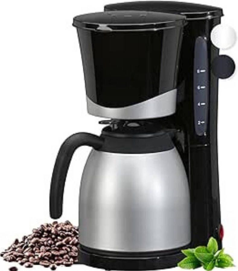 Koffiezet Apparaat Met Thermoskan Automatische Uitschakeling Filterelement Waterniveau-Indicator Kleur Zwart