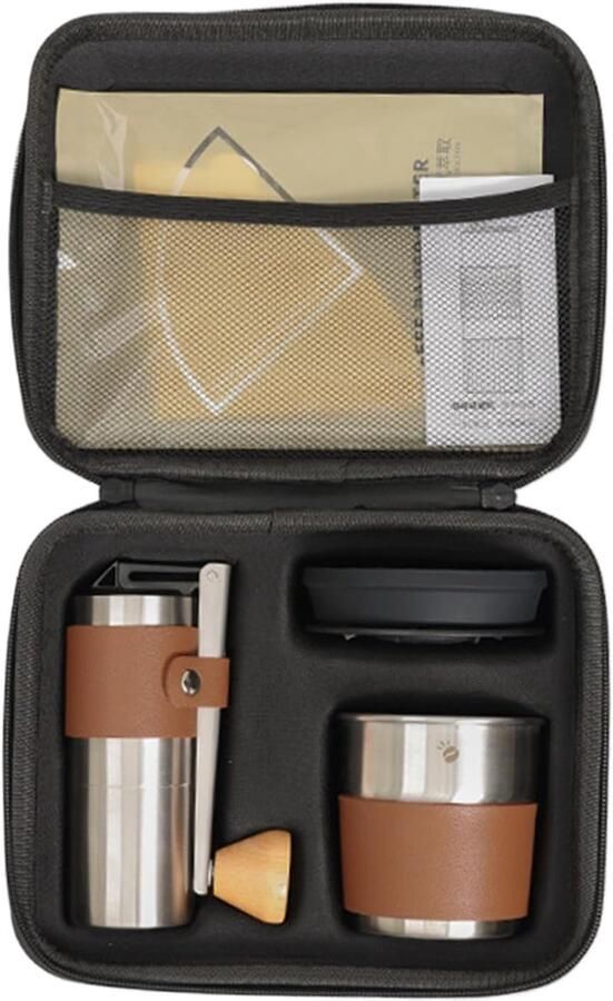 Koffiezet Kit Reis Koffiemolen Kamperen en Reizen Uniform Koffiepoeder 22 x 18.3 x 12.5 cm