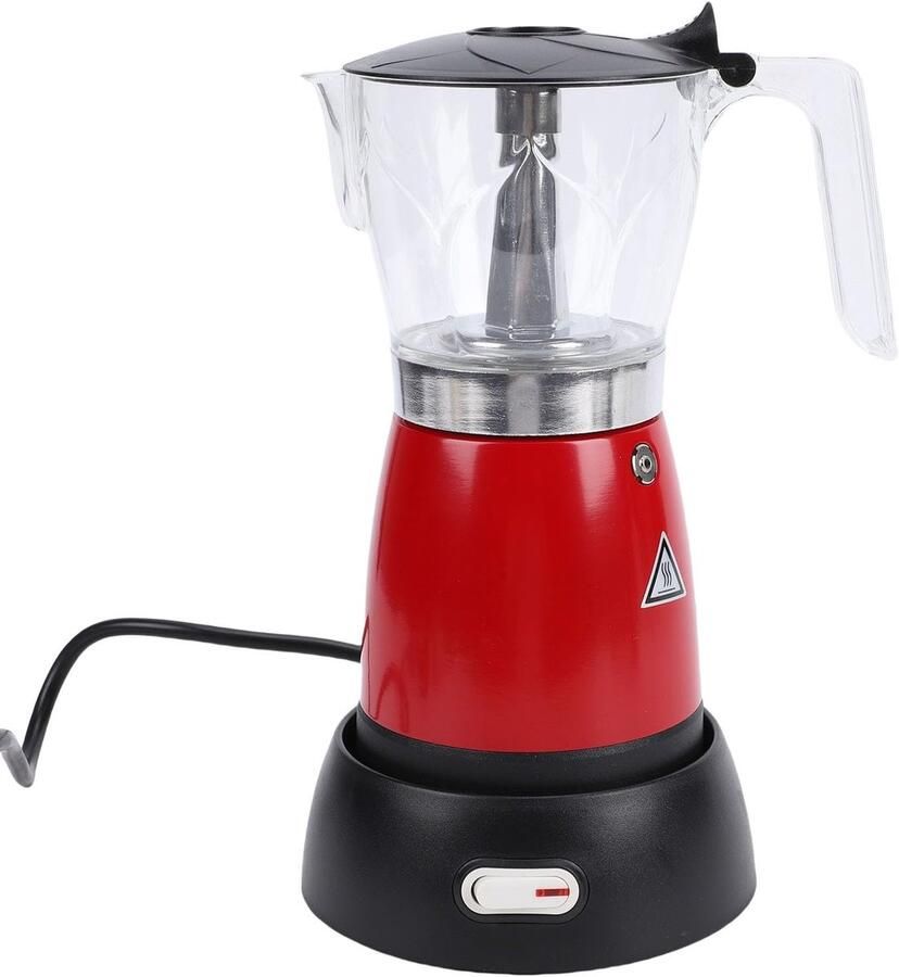 Koffiezetapparaat 480 W Aluminium 6-kops Elektrische Italiaanse Koffiepot met Afneembare Bodem Veilige Isolatie en Transparant Ontwerp Capaciteit van 300 Ml Ideaal voor