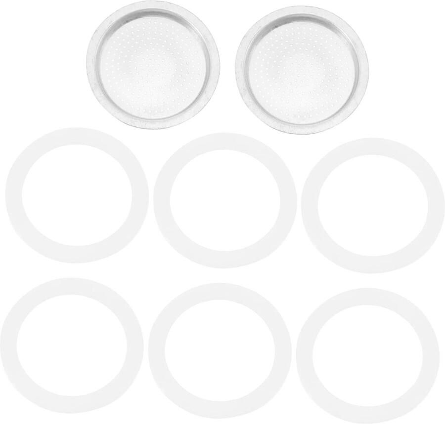 Koffiezetapparaat Accessoires Filterringen Set Koffie Maken Roestvrijstaal Gaas 8 Stuks Zilverkleurig