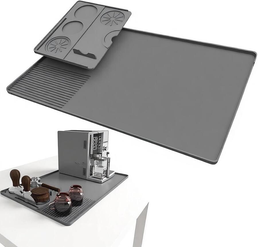Koffiezetapparaat Accessoires met Afneembare Tampmat Grijze Siliconen Mat van 40 x 60 cm voor Perfecte Koffie en Luxe Café Ervaring