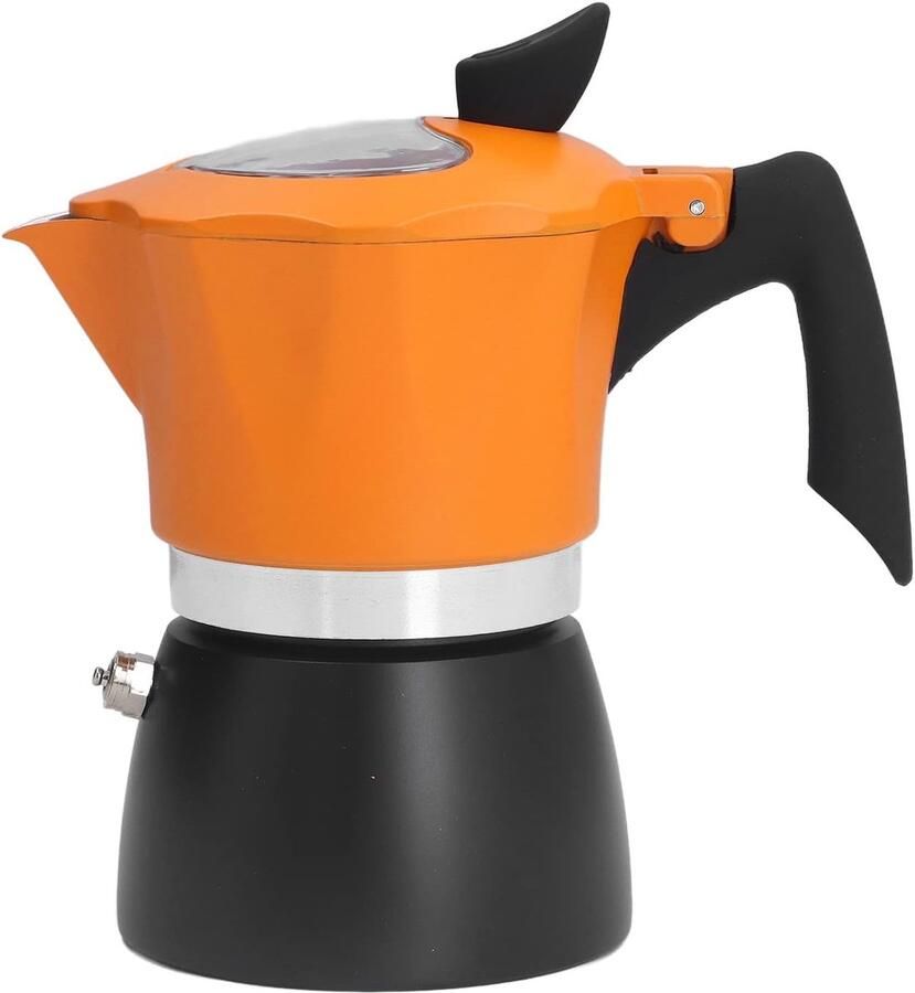 Koffiezetapparaat Aluminium Moka Pot Italiaanse Koffie Zetten Elegante Achthoekige Vorm 150 ml Zilver