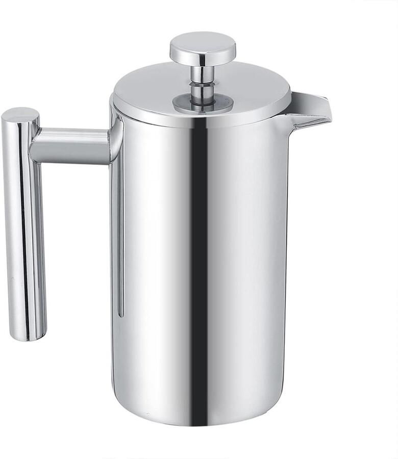 Koffiezetapparaat Cafetière French Press Koffie Zetten Dubbelwandig Geïsoleerd 350 ml Zilver