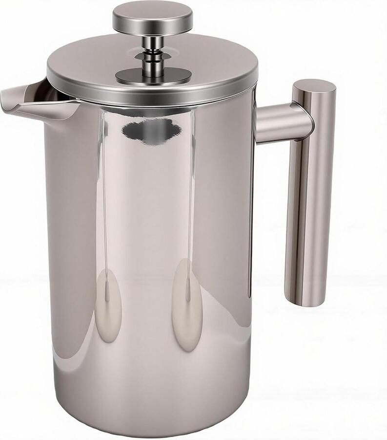Koffiezetapparaat Cafetière French Press Koffie Zetten Dubbelwandige Isolatie 600 ml Zilver