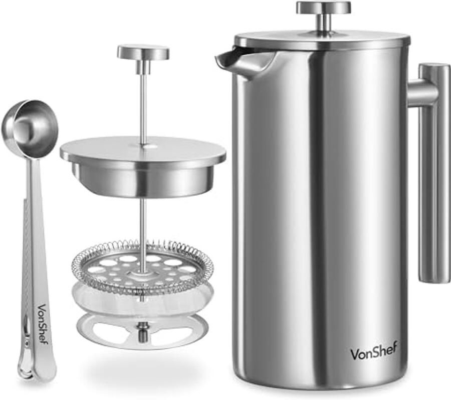 Koffiezetapparaat Cafetière Verse Koffie Maken Roestvrij Staal 12 Kops Zilverkleurig