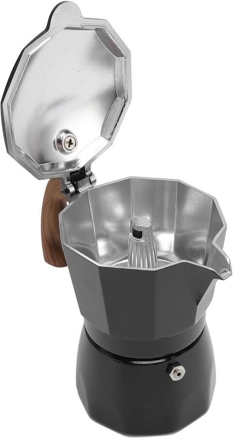 Koffiezetapparaat Compacte Koffiepot Draagbaar Kamperen Dubbel Klepsysteem 17x13x10 cm Zwart
