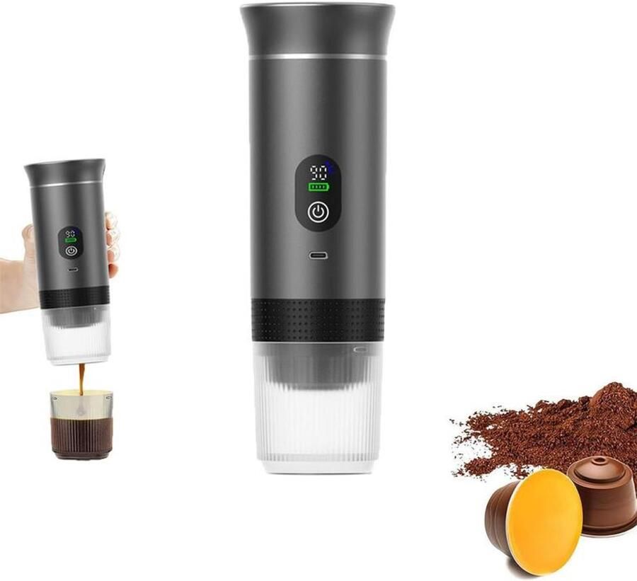 Koffiezetapparaat Draagbaar 3-in-1 koffiezetapparaat Mini elektrisch koffiezetapparaat Ideaal voor roadtrips en kamperen Compact en draagbaar Maakt espresso en filterkoffie Gemakkelijk schoon te maken voorzien van een oplaadbare batterij