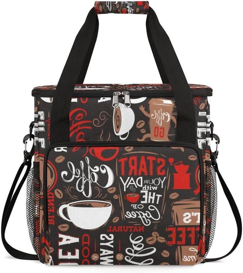 Koffiezetapparaat Draagtas Reistas Koffiemaker Koffie Zetten Waterdicht en Duurzaam 33.8 cm Hoog Bruin en Rood