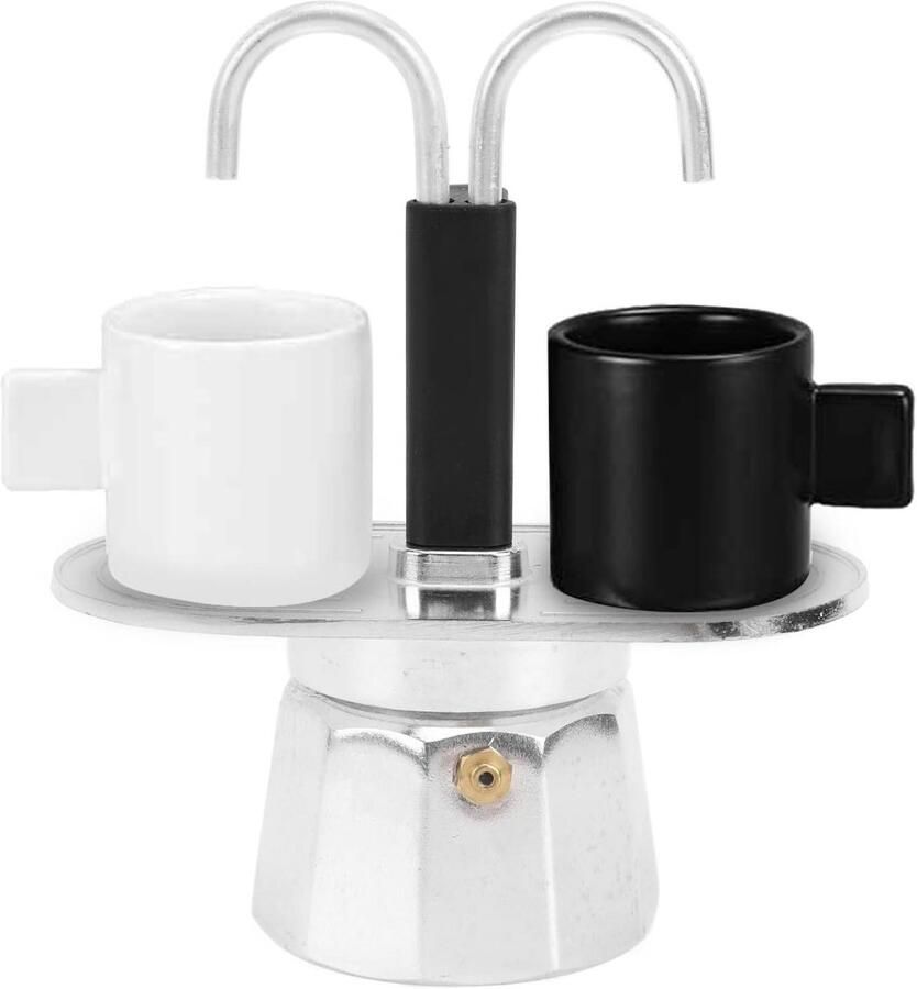 Koffiezetapparaat Dubbele Uitloop Espresso Maker Koffie Zetten Dubbele Beker Ontwerp 100ml Zilver