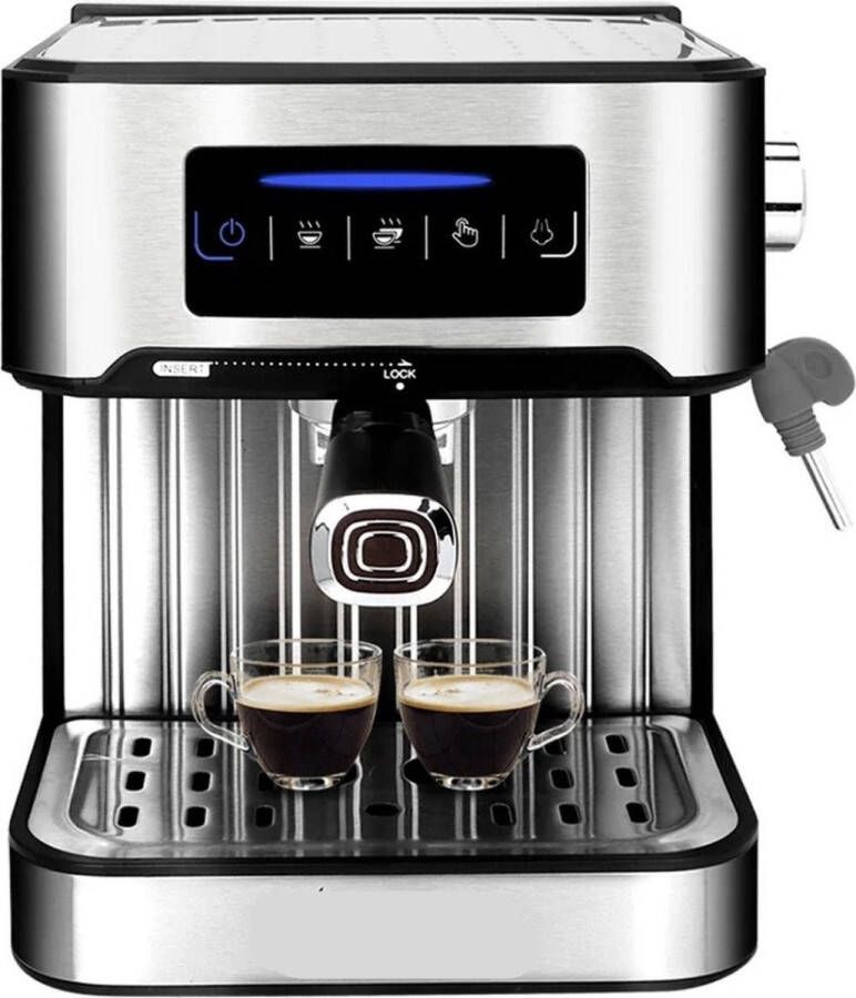Koffiezetapparaat Espresso Machine Cappuccino koffiezetapparaat Melkopschuimer LCD touch Semi automatische Pomp 1200W Licht grijs