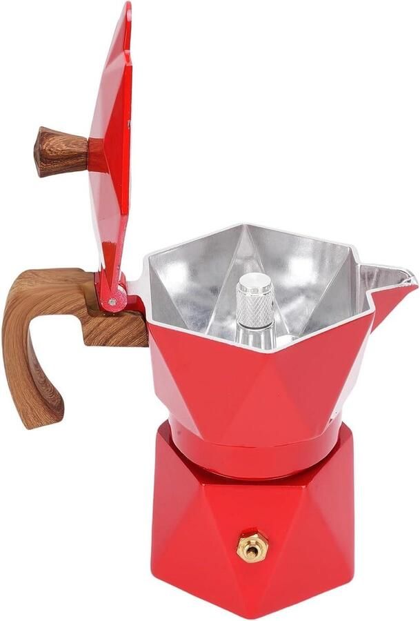 Koffiezetapparaat Espresso Maker Italiaanse Koffie Dubbele Klep 2 Kopjes Rood