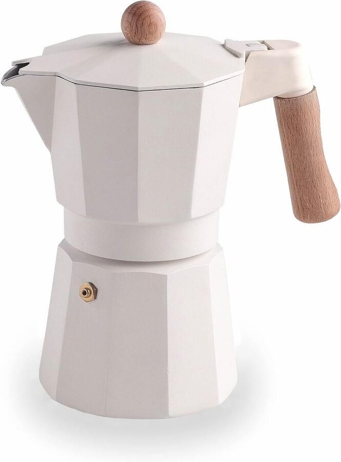 Koffiezetapparaat Espresso Maker Italiaanse Koffie Geschikt Inductie 6 Kopjes Wit