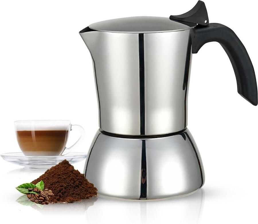 Koffiezetapparaat Espresso Maker Koffie Zetten Inductie Geschikt 4 Kopjes Roestvrij Staal