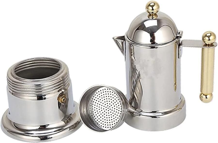Koffiezetapparaat Espresso Maker Koffie Zetten Verdikt Roestvrij Staal 100 ml Zilver