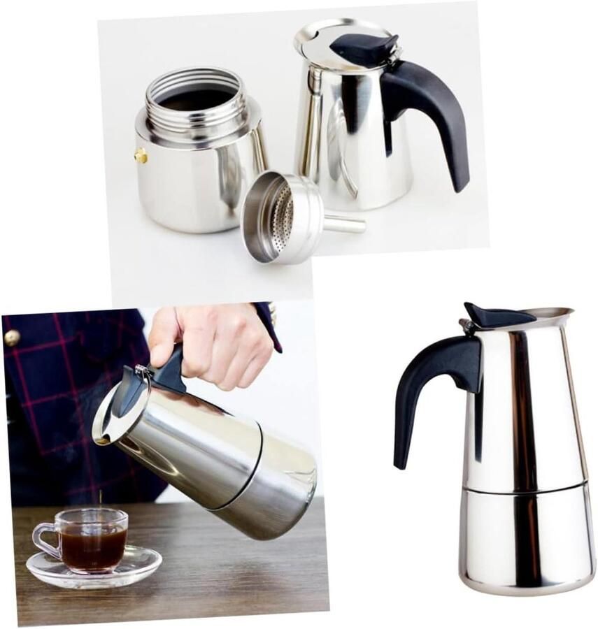 Koffiezetapparaat Espresso pot Koffie Maken Geschikt voor kookplaat 300 ml Zilver