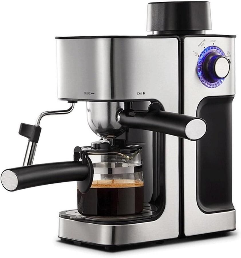 Koffiezetapparaat Espressomachine Cappuccino Thuis Koffie Maken Intelligent Temperatuurregelsysteem 5-10 Kopjes Zwart