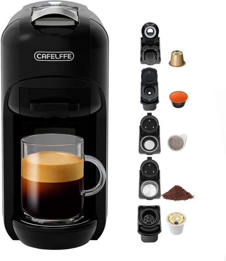 Koffiezetapparaat Espressomachine Thuis koffie bereiden 5-in-1 functionaliteit 600 ml Zwart