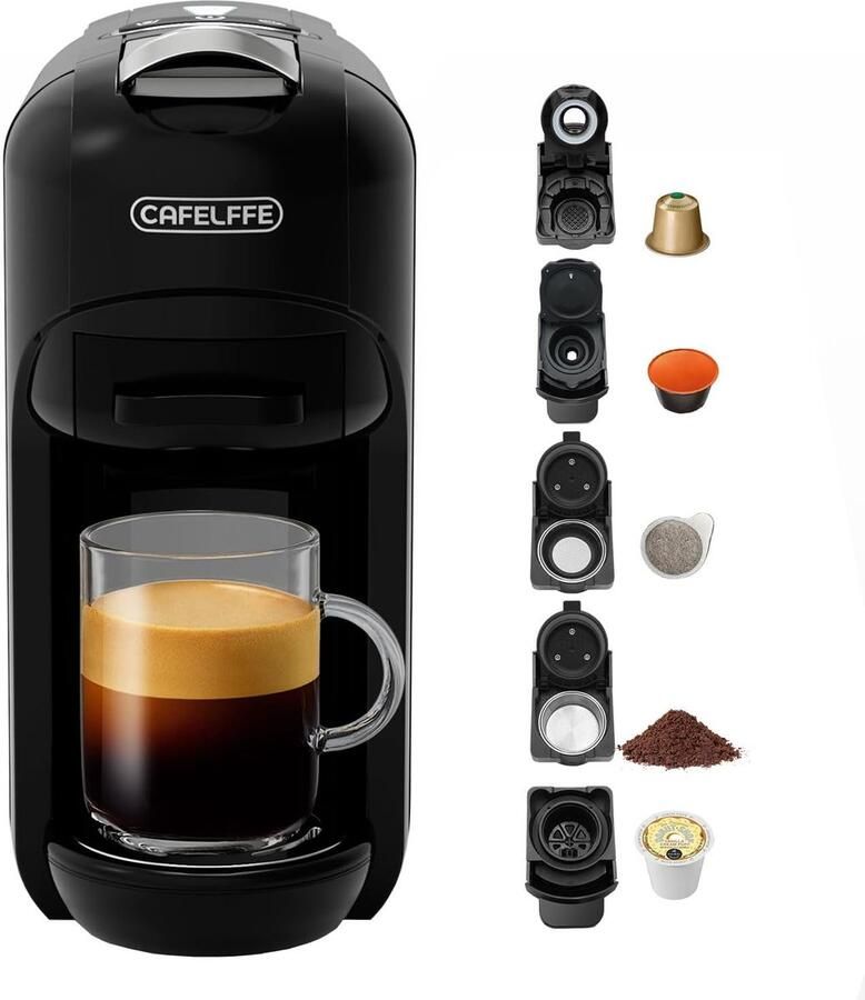 Koffiezetapparaat Espressomachine Thuis Koffie Maken 5-in-1 Functionaliteit 600 ml Zwart