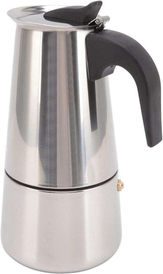 Koffiezetapparaat Espressomaker Moka Authentiek Koffie Zetten Roestvrijstaal Voedselveilig 4 Kopjes 300ML Zilverkleurig