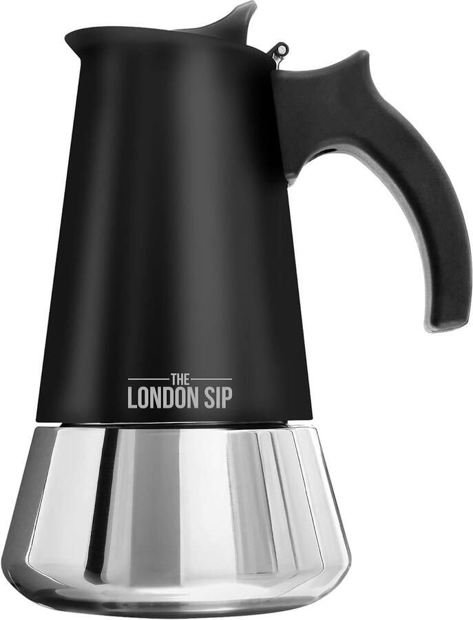 Koffiezetapparaat Espressomaker Moka Pot Authentieke Koffie Roestvrij Staal 6 Kopjes 300ml Zwart
