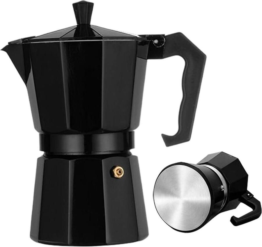 Koffiezetapparaat Espressomaker Percolator Klassieke Koffie Bereiden Veiligheidsventiel 16 x 8 x 16 cm Zwart