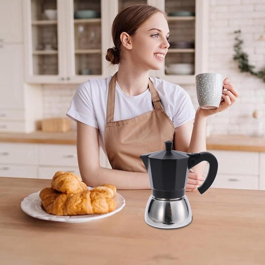 Koffiezetapparaat Fornuis Espresso Percolator Thuis Koffie Maken Aluminium Roestvrij Staal 150ml 300ml Zwart