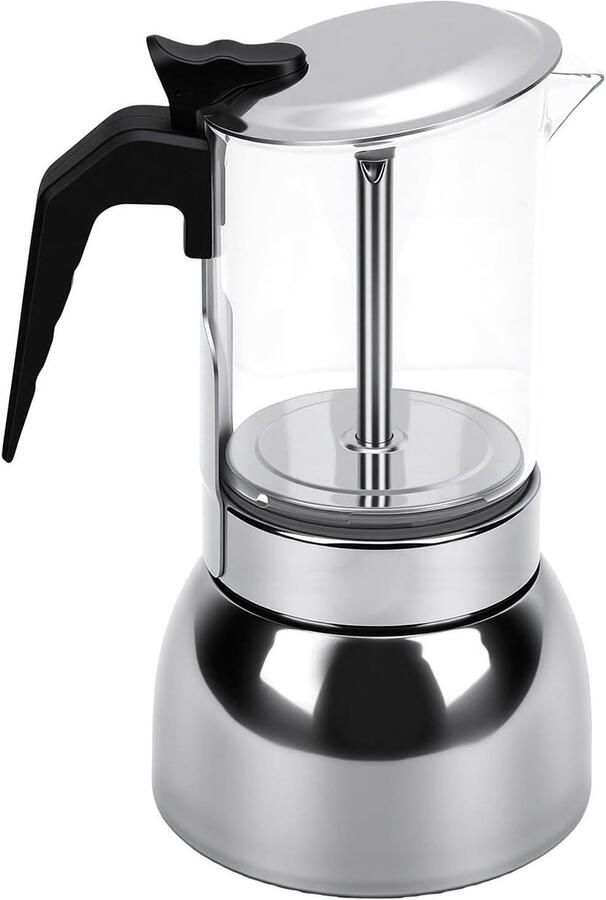 Koffiezetapparaat Fornuis Moka Pot Percolator Koffie Zetten Transparant Brouwvenster 450 ml Zilver