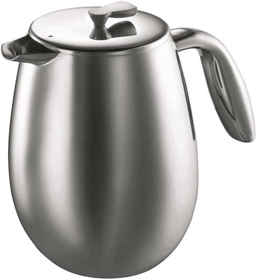 Koffiezetapparaat Franse Pers Koffie Maken Dubbelwandig RVS 1.5 Liter Zilver