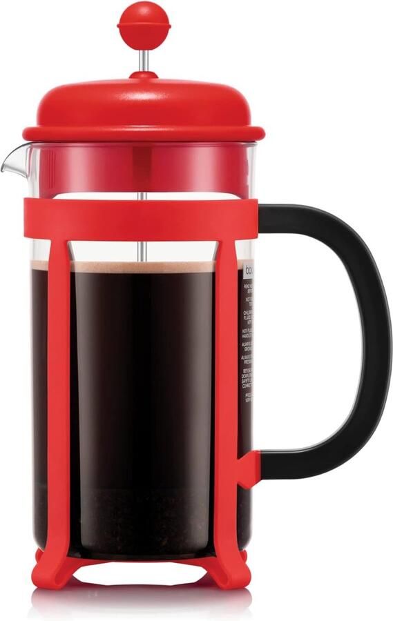 Koffiezetapparaat Franse pers Koffie zetten Retro design 1 Liter Rood