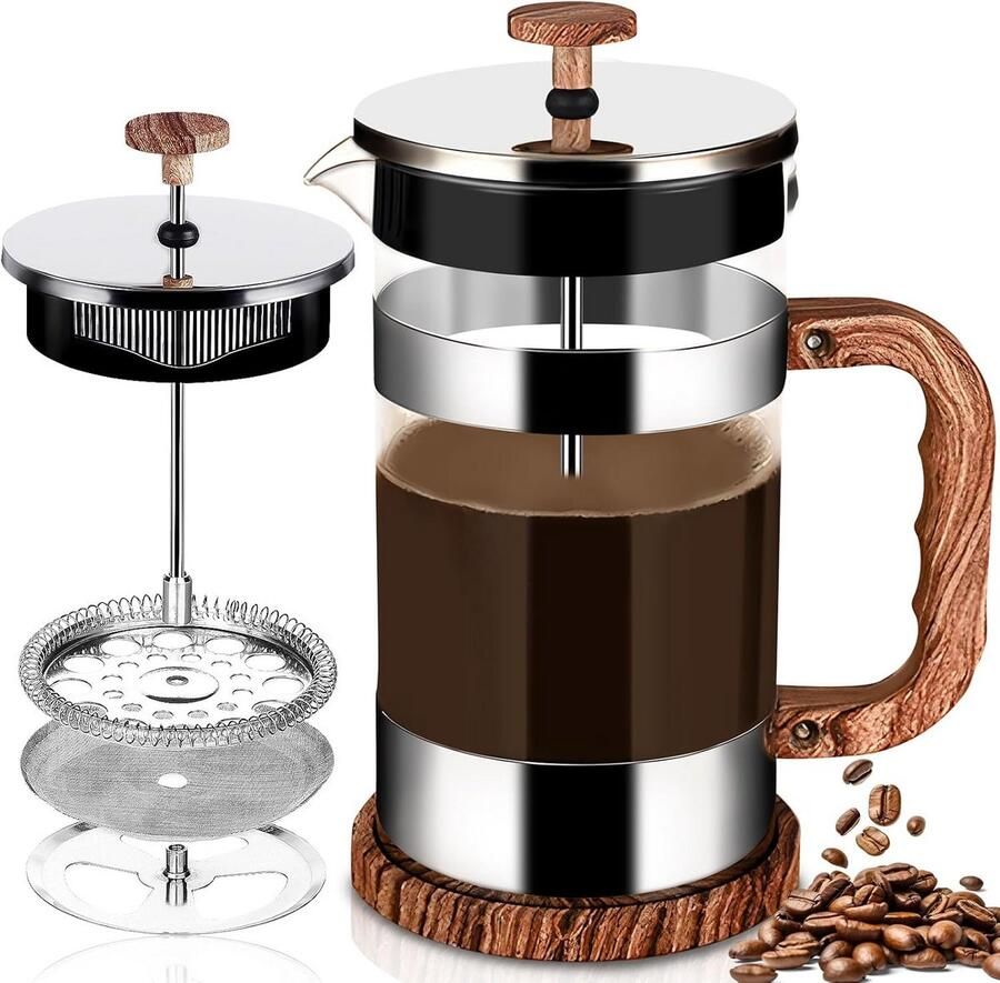 Koffiezetapparaat French Press 1000ml met Roestvrijstalen Filter voor Koffie en Thee