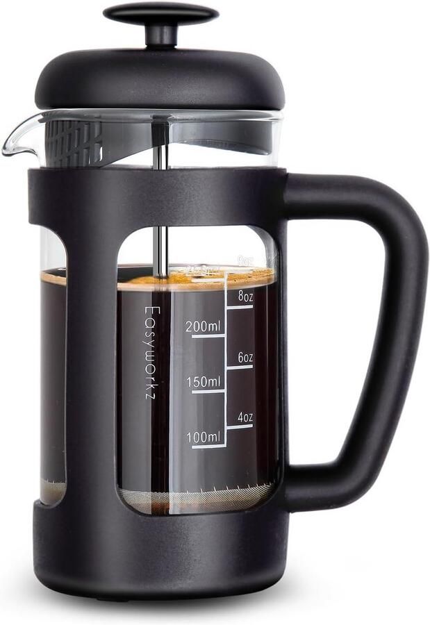 Koffiezetapparaat French Press 350ml met Hittebestendig Glas en 4-Laags Filter