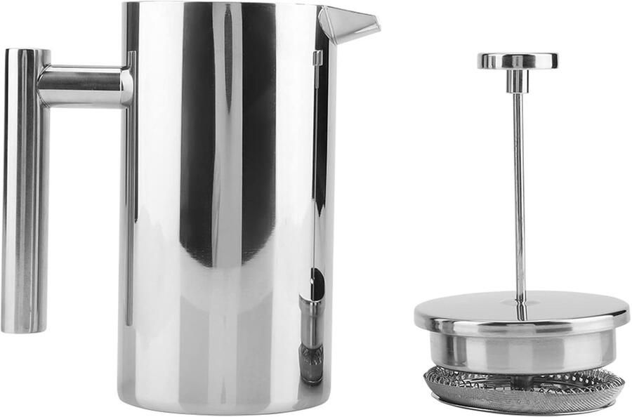 Koffiezetapparaat French Press Verse Koffie Maken Dubbelwandig Geïsoleerd 800 ml Zilver