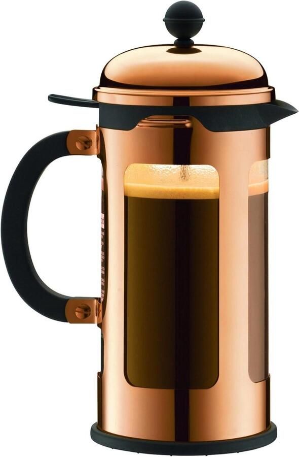 Koffiezetapparaat French Press Volle Koffie Smaak Lekbescherming Deksel 1 Liter Koper
