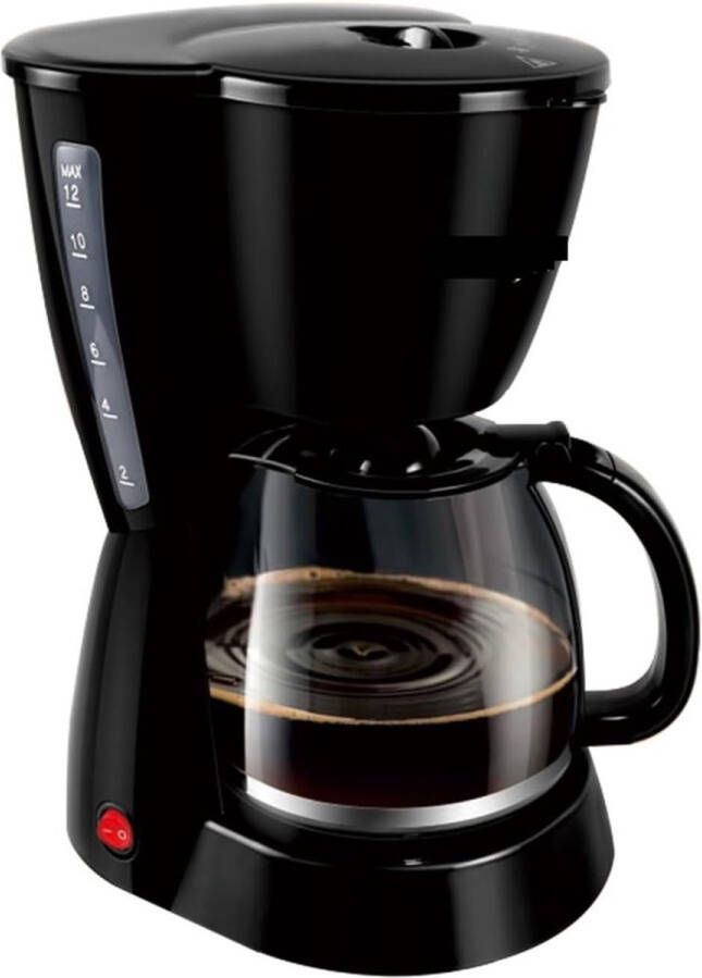 Koffiezetapparaat 1 5L – 12 Kopjes – 800W Filterkoffiezetter met Glazen Kan & Anti-Druppelfunctie – Geschikt voor Gemalen Koffie