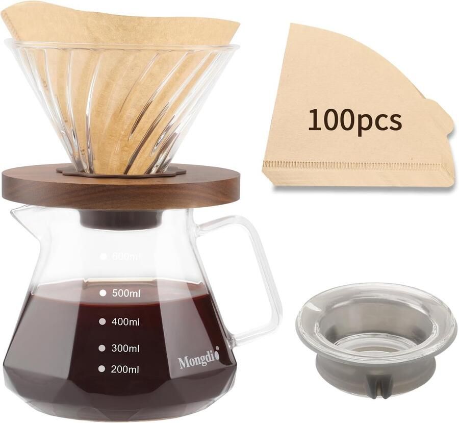 Koffiezetapparaat Giet Verse Koffie Thuis Koffie Maken Hittebestendig Glas 600ml Capaciteit Transparant