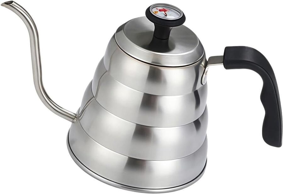 Koffiezetapparaat Hand Drip Koffie Maker Professioneel Koffie Zetten Ingebouwde Temperatuurmeter 1 Liter Zilver