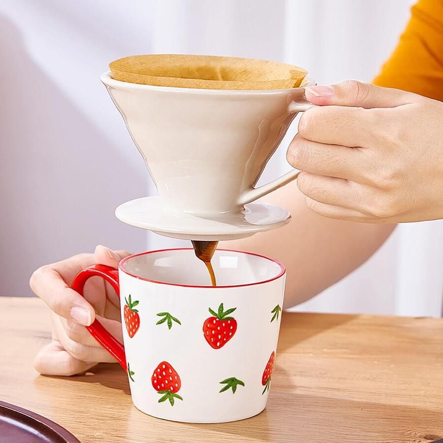 Koffiezetapparaat Keramiek Koffiedripper Kegel Langzaam Filteren Platte Bodem Ontwerp 10x10x7.6cm Wit