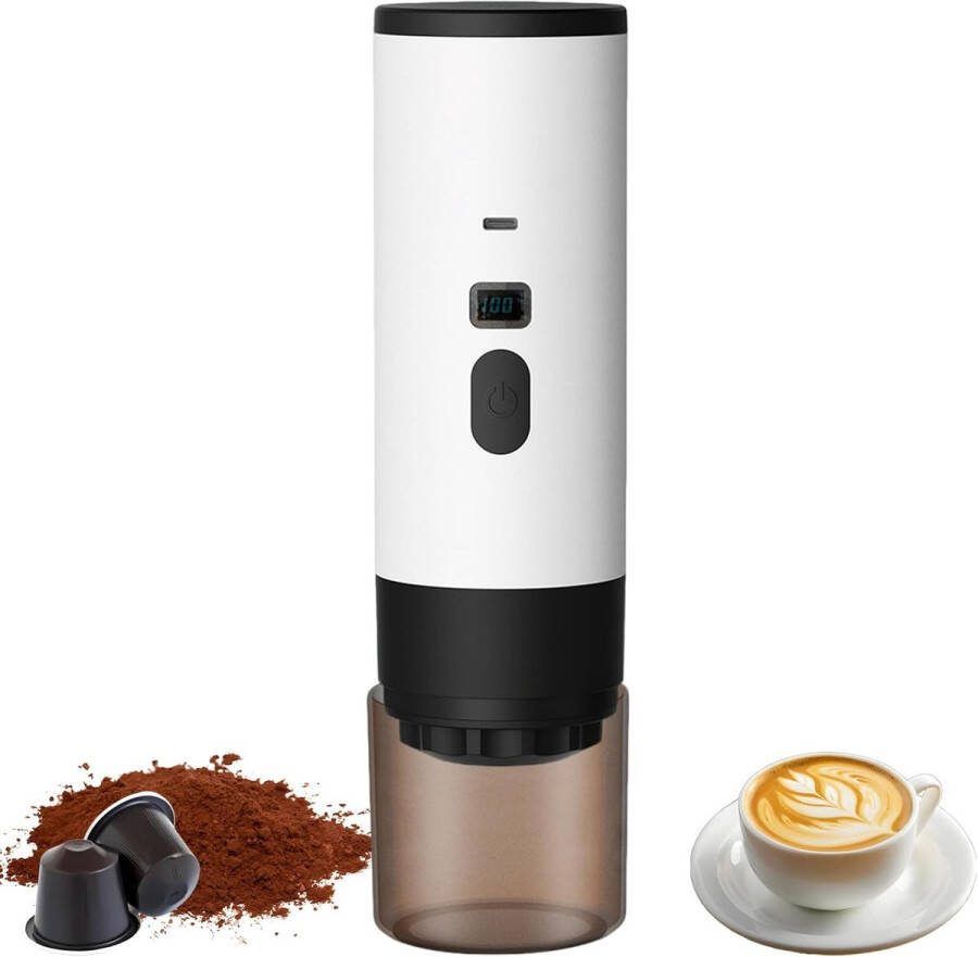 Koffiezetapparaat koffiemachines draagbare koffiemachine 3-in-1 koffiezetapparaat Draagbare elektrische espressomachine Koffiezetapparaat voor onderweg voor op de camping in de auto op de camper op reis geschikt(Wit)