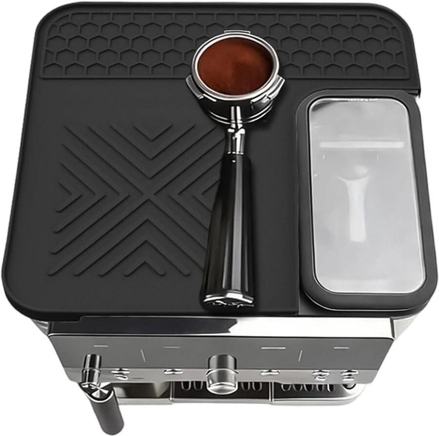 Koffiezetapparaat Mat Antislip Onderlegger Keuken Beschermen Hittebestendig Siliconen 30 x 28 cm Zwart