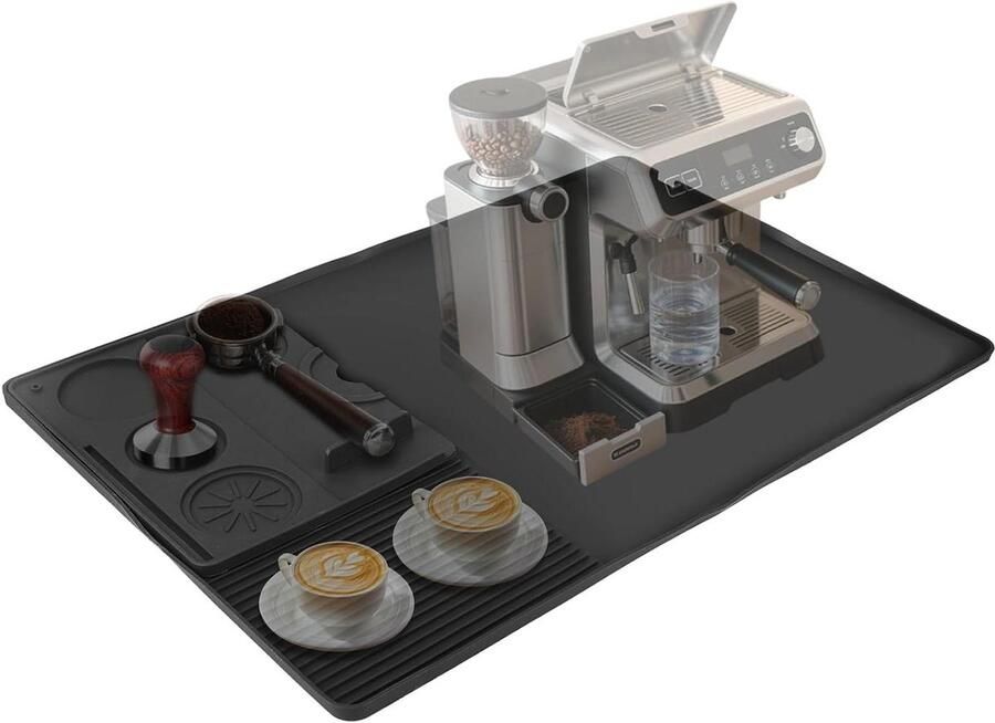 Koffiezetapparaat Mat Set Espresso Mat Tamper Mat Koffie Station Organiseren Waterdicht Non-slip 40x60cm 25x20cm Zwart