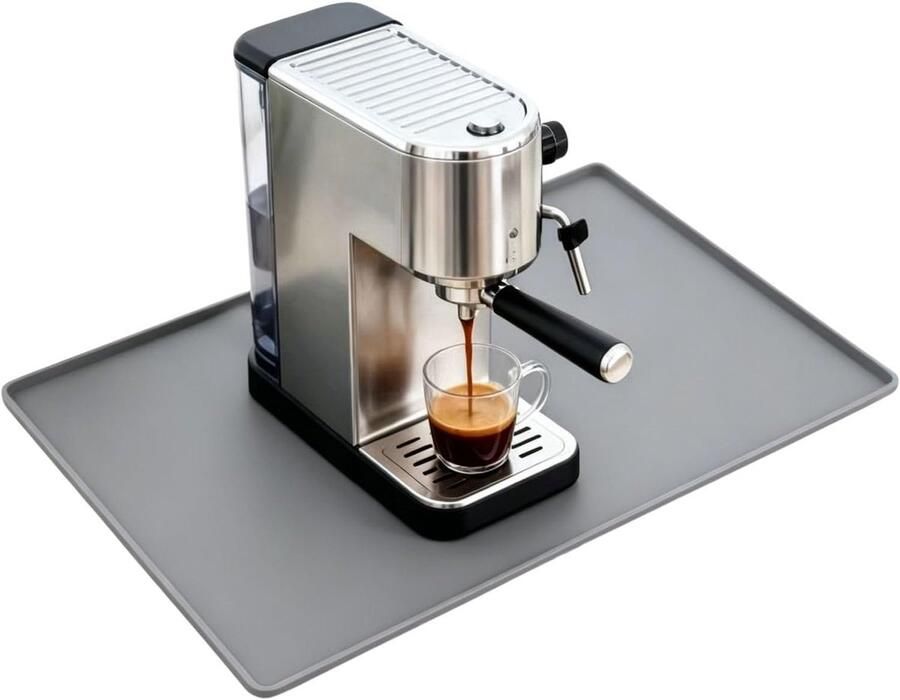 Koffiezetapparaat Mat Siliconen Onderlegger Keuken Beschermen Waterdicht met Rand 48 x 30 cm Grijs