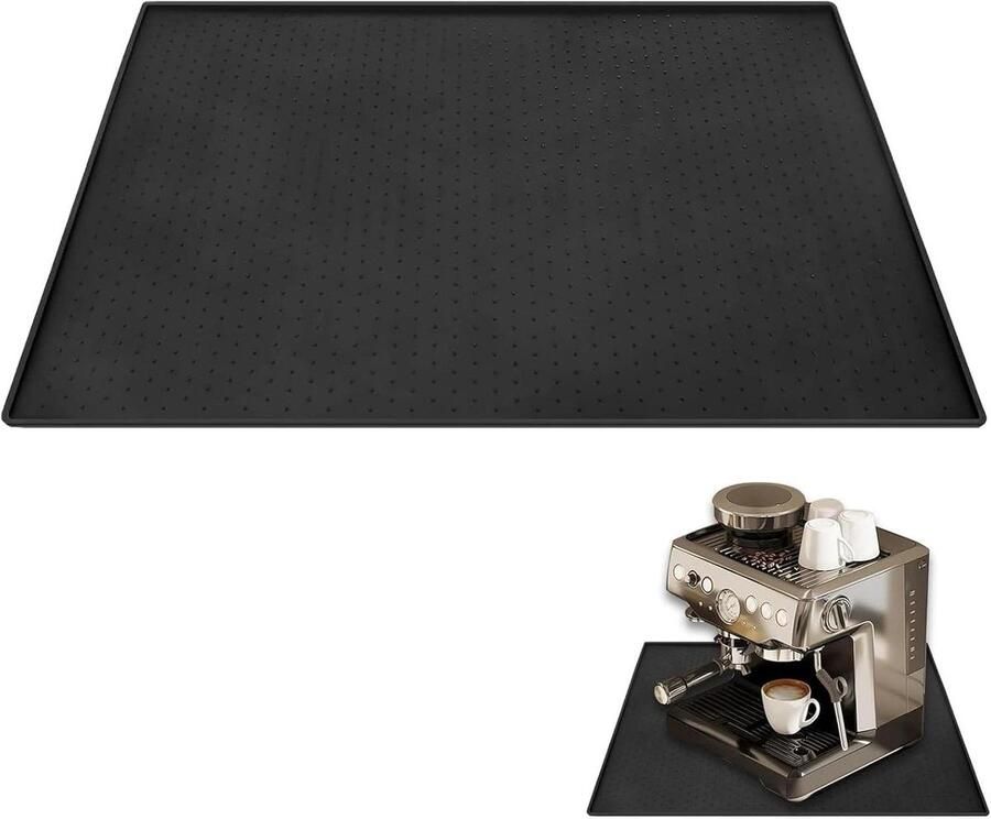 Koffiezetapparaat Mat Siliconen Onderlegger Werkblad Beschermen Met Opstaande Rand 48 x 30 cm Zwart