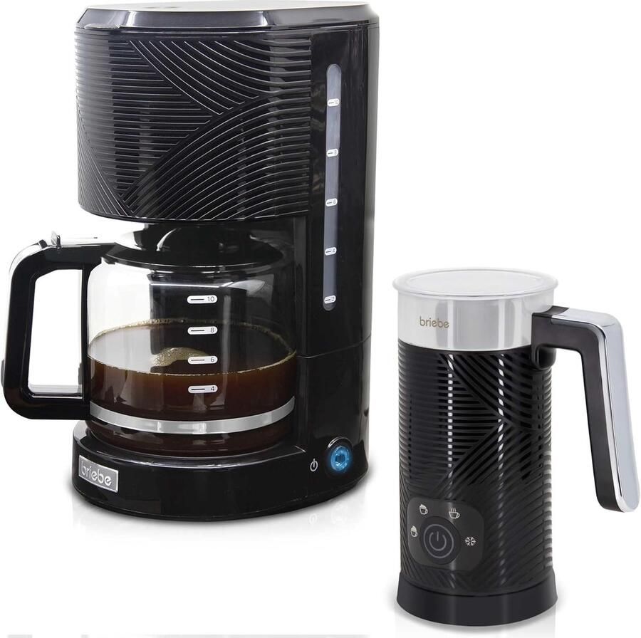 Koffiezetapparaat Melkopschuimer Filterkoffie Apparaat Koffie Drankjes Maken 4-in-1 Functionaliteit 1.25 Liter Capaciteit Zwart