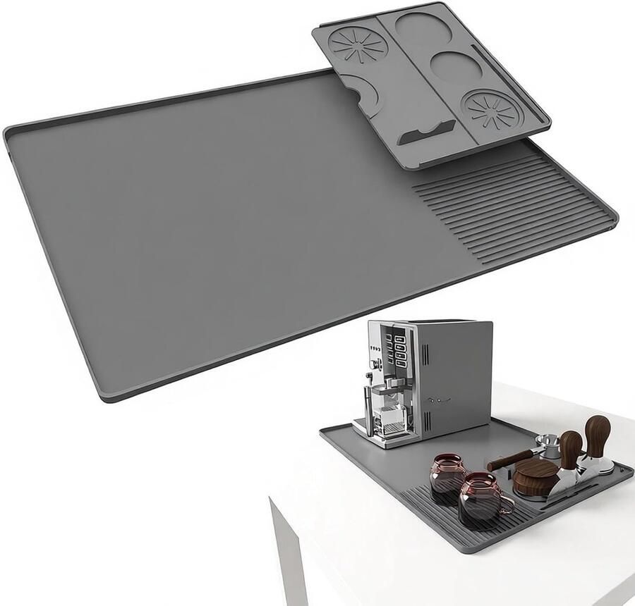 Koffiezetapparaat met Afneembare Tampmat Accessoires voor Koffieliefhebbers 40 x 60 cm Grijs Perfect voor Luxe Koffies en Barista-ervaring