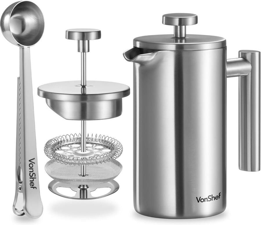 Koffiezetapparaat met Dubbelwandige RVS Cafetière voor Verse Koffie